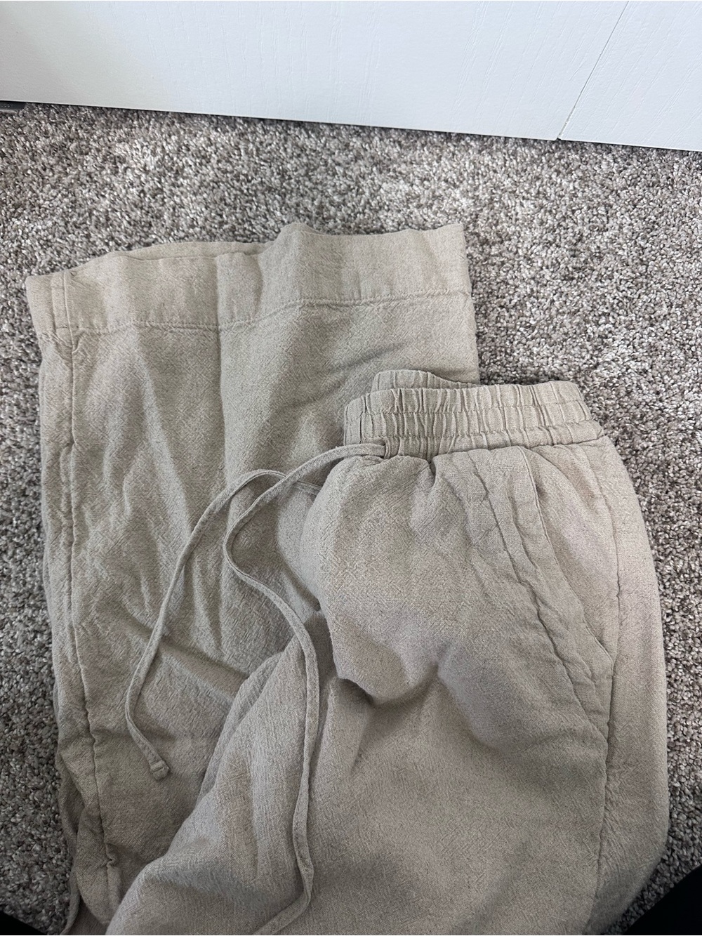 Wide Leg Beige Linen Pants